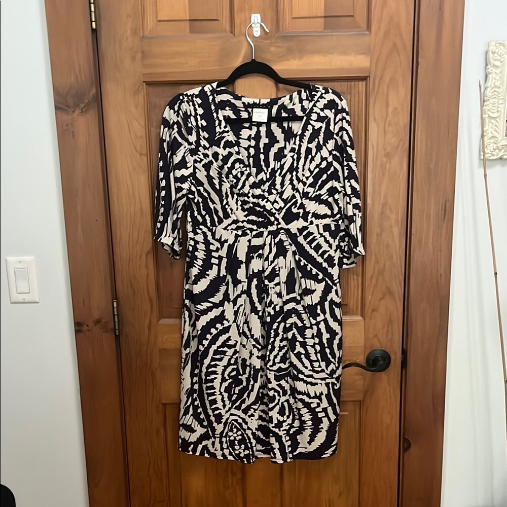 Tiana B. Eggplant and Cream Patterned Dress